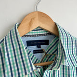 Tommy Hilfiger Green Checkered Long Sleeve Button Shirt (M)