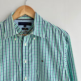 Tommy Hilfiger Green Checkered Long Sleeve Button Shirt (M)