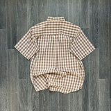 CHECKERED BROWN BUTTON SHIRT (M)