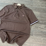 FRED PERRY BROWN POLO SHIRT (M)