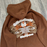 Y2K BROWN GRAPHIC HOODIE (L)