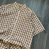 CHECKERED BROWN BUTTON SHIRT (M)