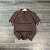 FRED PERRY BROWN POLO SHIRT (M)