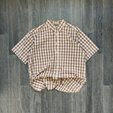 CHECKERED BROWN BUTTON SHIRT (M)