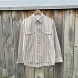 Vintage Ben Sherman Pink/Grey Striped Button Shirt (M)