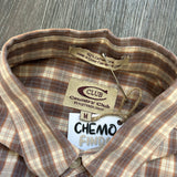 CHECKERED BROWN BUTTON SHIRT (M)